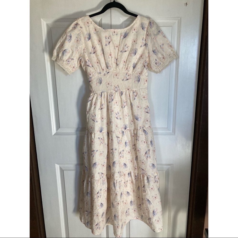 Retro Cottagecore Butterfly Midi Dress
